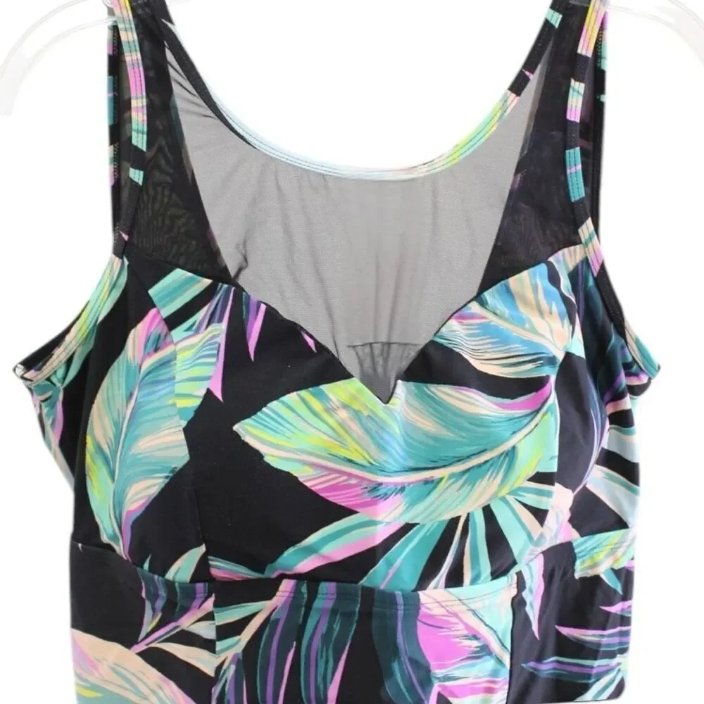 Torrid Tropical Floral Mesh Inset One Piece Swimsuit NWT - Picture 10 of 14